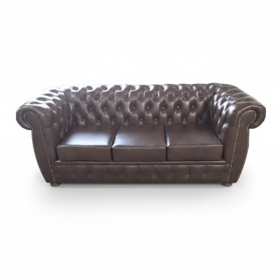 Chesterfield Sofa Ledersofa Couch 3 Sitzer Original Braun Sofas