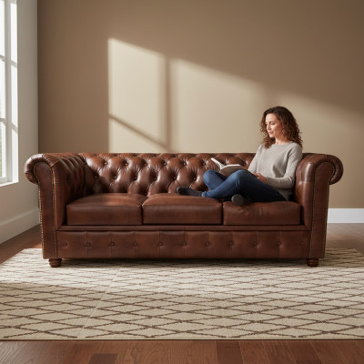 Luxus Chesterfield Sofa 3 Sitzer Couchen Lounge Sofas Couch 230cm Stoff