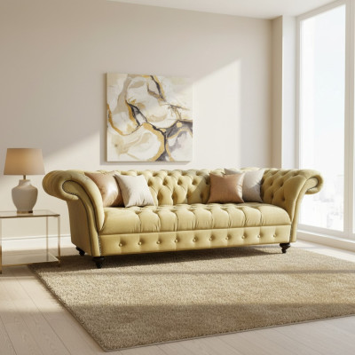 Luxus Sofa Dreisitzer Design Chesterfield Textil Couchen Modern