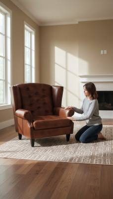 Luxus křeslo Chesterfield ušák kůže hnědá pohovka moderní nábytek