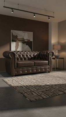 Chesterfield pohovka 2 osoby Luxus pohovka Dvousedadlo Pohovky Hnědý Nábytek Sedací soupravy