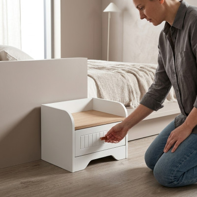 Modern Nachttisch Beistelltisch Weiß Design Nachtkommode Nachtkonsole Möbel Neu