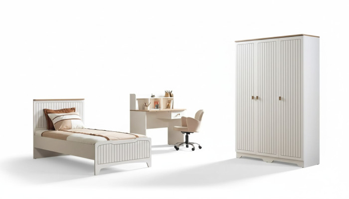 Modern Komplett Jugendzimmer Luxus Kinderzimmer Set 3tlg Weiß