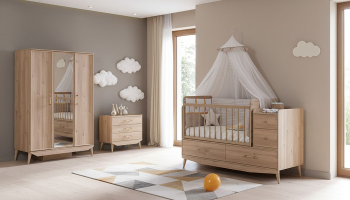 Säugling Schlafzimmer Komplettzimmer Baby Bett Schrank Kommode 3tlg.