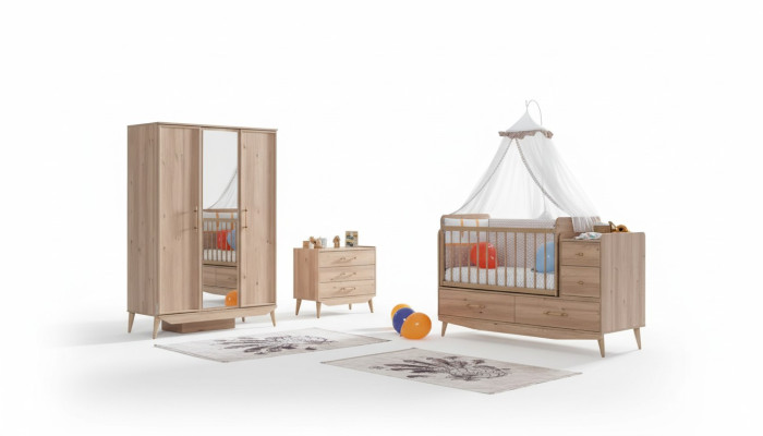 Säugling Schlafzimmer Komplettzimmer Baby Bett Schrank Kommode 3tlg.