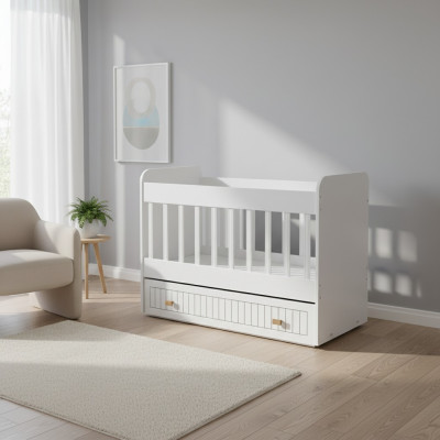 Babybett Kinderbett Bett Set Schublade weiß im Stil fürs Kinderzimmer