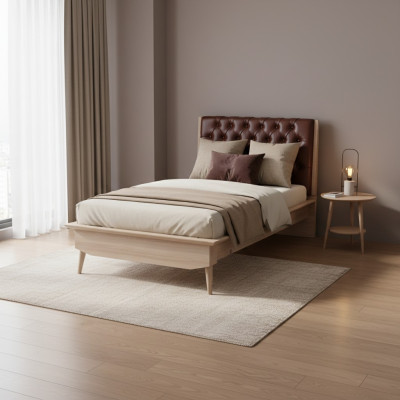 Postel Loft Holz Chesterfield 100x200cm Postelový rám Potahovaná hlavová část