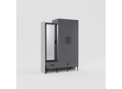 Kleiderschrank Grau Garderobe Schränke Schlafzimmer Holz Möbel Einrichtung 134cm