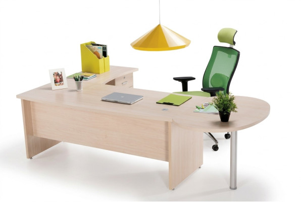 Moderner Büro Exklusiver beige Eckschreibtisch Schreibtisch Kommode 2tlg.