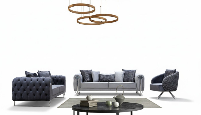 Moderne bequeme Wohnzimmermöbel zwei Dreiersofas und 1 Sitzer Sessel