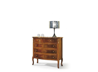 Designer Klassische Holzkommode 4 Schubladen Braun Wohnzimmer Möbel