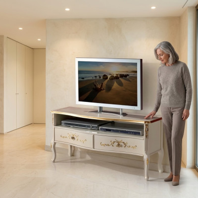 Klassischer Weißer RTV-Schrank Holzmöbel Wohnzimmer Konsole Design