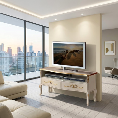 Klassischer Weißer RTV-Schrank Holzmöbel Wohnzimmer Konsole Design