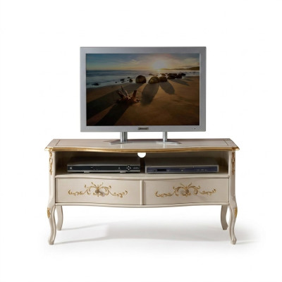 Klassischer Weißer RTV-Schrank Holzmöbel Wohnzimmer Konsole Design