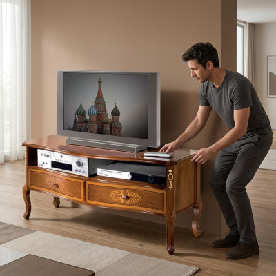 Klassischer TV-Schrank Wohnzimmer Möbel TV-Ständer Holz Design Neu