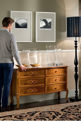 Luxuriöses exklusives Design braune Holzkommode klassische Möbel neu
