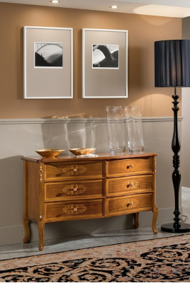 Luxuriöses exklusives Design braune Holzkommode klassische Möbel neu