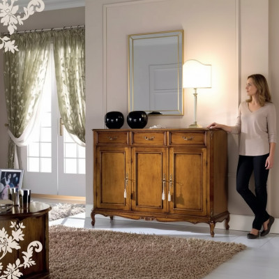 Sideboard brauner Holzschrank klassischer Stil Wohnzimmer Kommode Kommoden