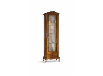 klassischer brauner Schrank mit Schubladen Glas Designer Holz neu