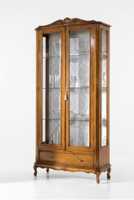 Luxuriöse Glasvitrine Schränke braunem Holz Klassische Möbel Vitrine Schrank