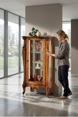 Klassische Braune Glasvitrine Luxus Holzmöbel Glastür Wohnzimmer Möbel