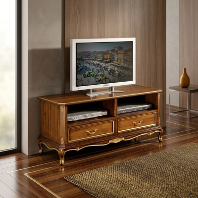 Klassischer Brauner TV-Ständer Hochwertiges Sideboard Wohnzimmer Möbel
