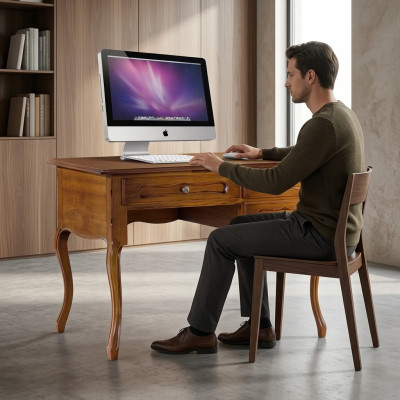 Klassischer Schreibtisch Holzmöbel Braun Arbeitszimmer Möbel Schubladen