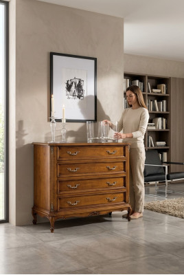 Klassische Kommode 4 Schubladen Luxus Anrichte Holzmöbel Arbeitszimmer