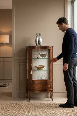 Klassische Holz Glas Vitrine Luxus Wohnzimmer Designer Glasvitrine Möbel