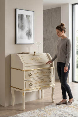 Klasická elegantní luxusní nová komoda v bílém dřevě k dispozici k objednání