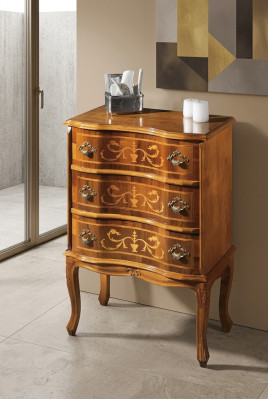 Klassische Kleine Kommode 3 Schubladen Wohnzimmer Holz Möbel Design
