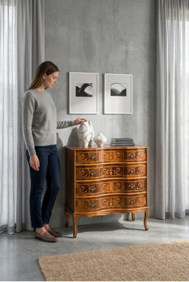Klassische Kommode 4 Schubladen Holzmöbel Wohnzimmer Schlafzimmer Neu