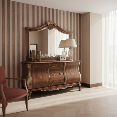 Hochwertiges luxuriöses klassische Wohnzimmer Sideboard Holz braun 200x53x100