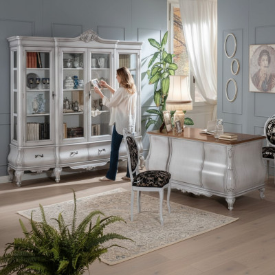 Bílý kancelářský nábytek Stůl Regál Luxus Stůl Regál Vybavení