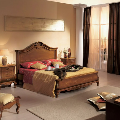 Holzdoppelbett im klassischen Stil Luxuriöses Schlafzimmer design Betten