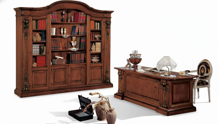 Braune klassische Büromöbel Massivholz Schreibtisch Bücherregal Schränke