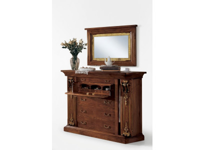 Schlafzimmer Kommode mit Spiegel Klassische Möbel 2 tlg Bett Schrank