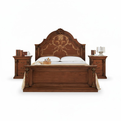 Schlafzimmer Bett Holz 160x200 Betten Braun Doppelbett Möbel