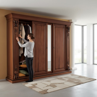 Ložnice Šatní skříň Nábytek Luxus Masiv dřevo Skříně Design Nový.