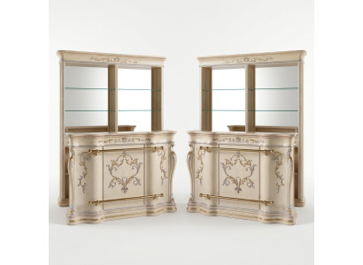 Klassische Bartheke Luxus Barschrank Designer Möbel Massivholz Vitrine Bar