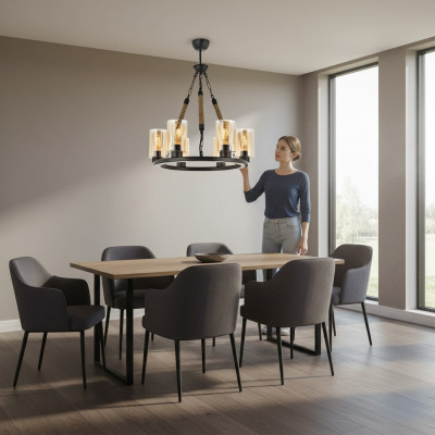 Lampen Deckenlampe Deckenleuchter Lüster Kronleuchter Glas Schwarz Neu