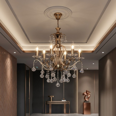 Luxus Deckenleuchter Lüster Kronleuchter Deckenlampe Gold Kristall Art