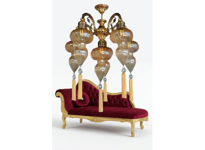 Lüster Deckenleuchter Kronleuchter Deckenlampe Lampen Glas Gelb Modern