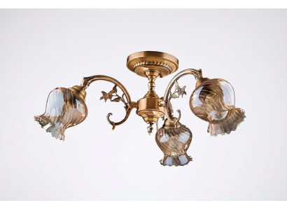 Kronleuchter Deckenleuchter Lüster Deckenlampe Lampen Glas Gold Art