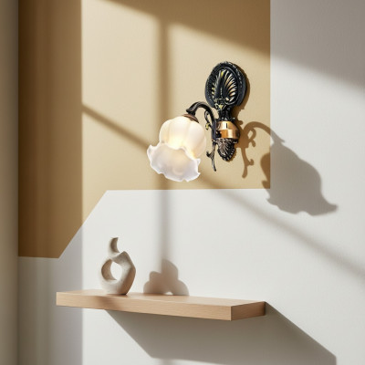 Nástěnná lampa Stěnové lampy Květinová stěnová lampa Lustr Stěnní lampy Šedé sklo