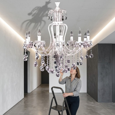 Luxus stropní lustr lustr lustr stropní lampa krystal stříbrný
