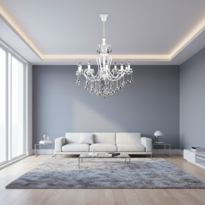 Luxus stropní lustr lustr lustr stropní lampa krystal stříbrný