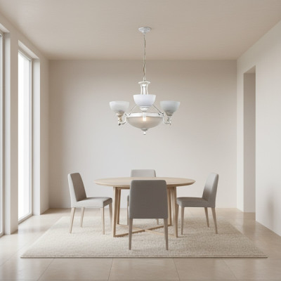 Kronleuchter Deckenleuchter Lüster Modern Deckenlampe Weiß Glas Lampen