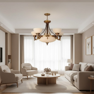 Beige Deckenlampe Kristallhängeleuchte Gold Glaslüster Kristallprunkleuchte