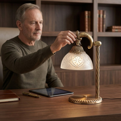 Stolní lampa Lampa Lampy Svítidla Zlato Sklo Zlato Šedá Umění